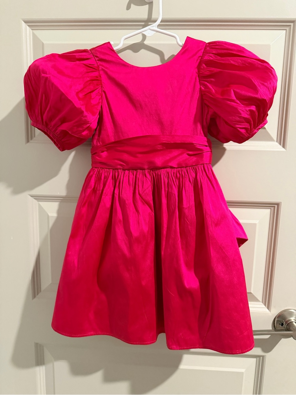 Next Hot Pink Puff-Sleeve Bow Dress